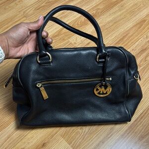 MICHAEL Michael Kors Black and Gold Shoulder Bag with Signature Charm